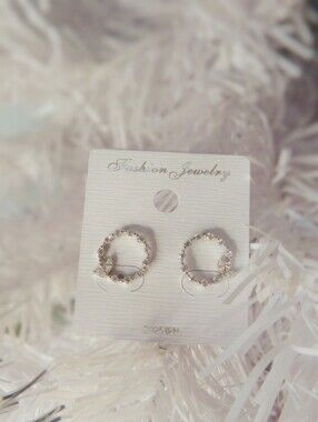 Fashion Jewelry Gold-Tone Crystal Circle Earrings